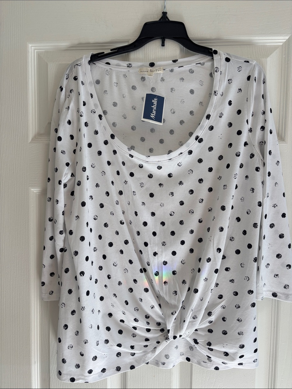 White Polka Dot Knot Front Top